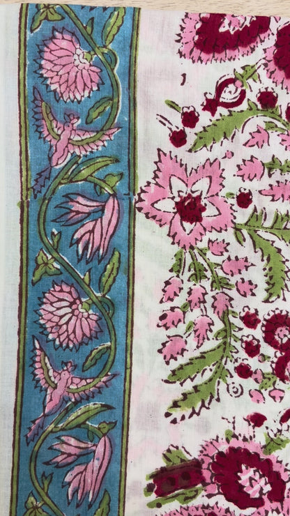 100% Cotton Hand Block Print Fabric | Multicolor Floral Cotton Fabric | Jaipur Handmade Printed Fabric for Apparel, Home Furnishing & Crafts (Copy)