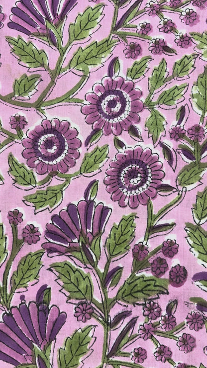 100% Cotton Hand Block Print Paisley 100% Cotton Hand Block Print Floral Fabric | Lavender Botanical Cotton Fabric | Coordinated Print Collection | Jaipur Manufacturer