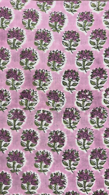 100% Cotton Hand Block Print Paisley 100% Cotton Hand Block Print Floral Fabric | Lavender Botanical Cotton Fabric | Coordinated Print Collection | Jaipur Manufacturer