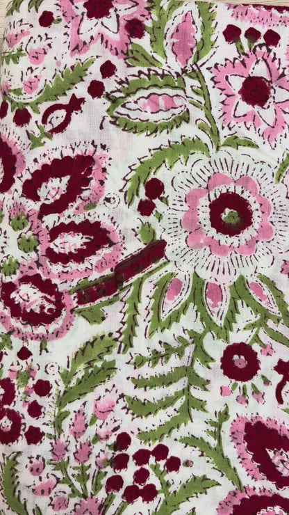 100% Cotton Hand Block Print Fabric | Multicolor Floral Cotton Fabric | Jaipur Handmade Printed Fabric for Apparel, Home Furnishing & Crafts (Copy)