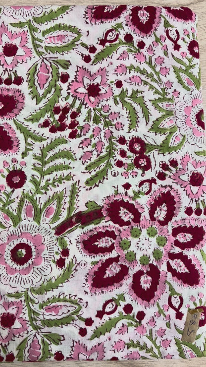 100% Cotton Hand Block Print Fabric | Multicolor Floral Cotton Fabric | Jaipur Handmade Printed Fabric for Apparel, Home Furnishing & Crafts (Copy)